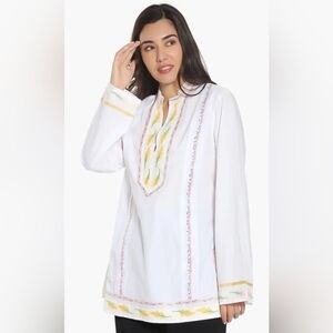 Tory Burch Ribbon Embellished White Tunic